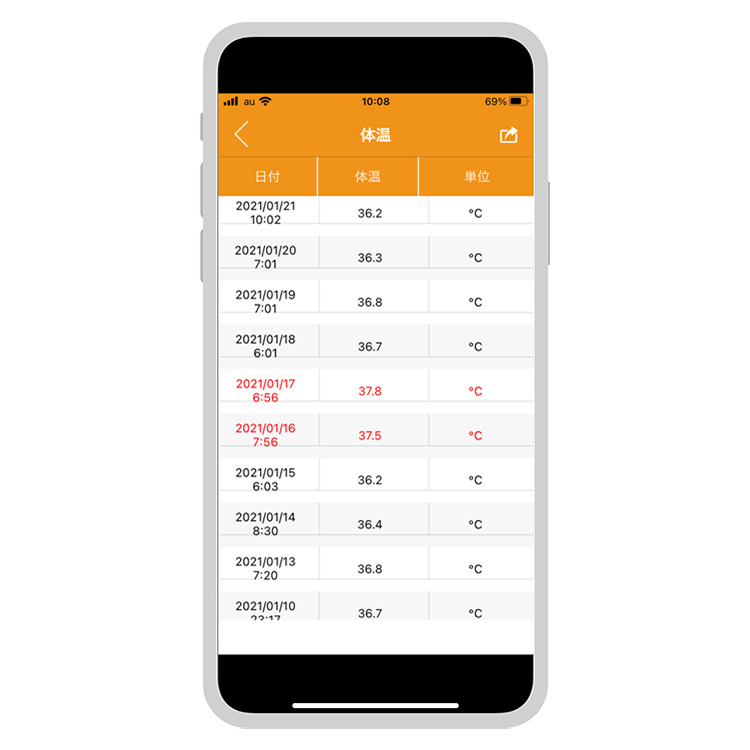 スマートフォン対応予測式体温計 UT-201BLE Plus 画像